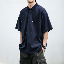 Japanese tide alphabet embroidered polo shirt men short sleeve summer with T-shirt couple hundred and tip-collar coat