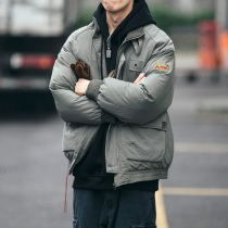 Winter American retro flight jacket cotton clothing male tide card thickened loose collar cotton clothes lovers warm cotton padded jacket