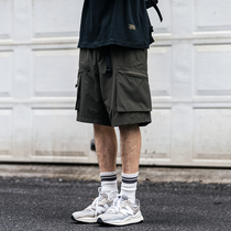 Magnetic button belt with glacial wire retro pocket shop shorts for mens machine speed dry anti-wrinkle five-pants summer pants