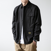 Japanese retro solid color simple overwear shirt men Korean trend loose long sleeve shirt couple wild coat tide