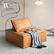 Nordic leather sofa Italian minimalist living room small apartment Piedmont double square furniture tofu block combination