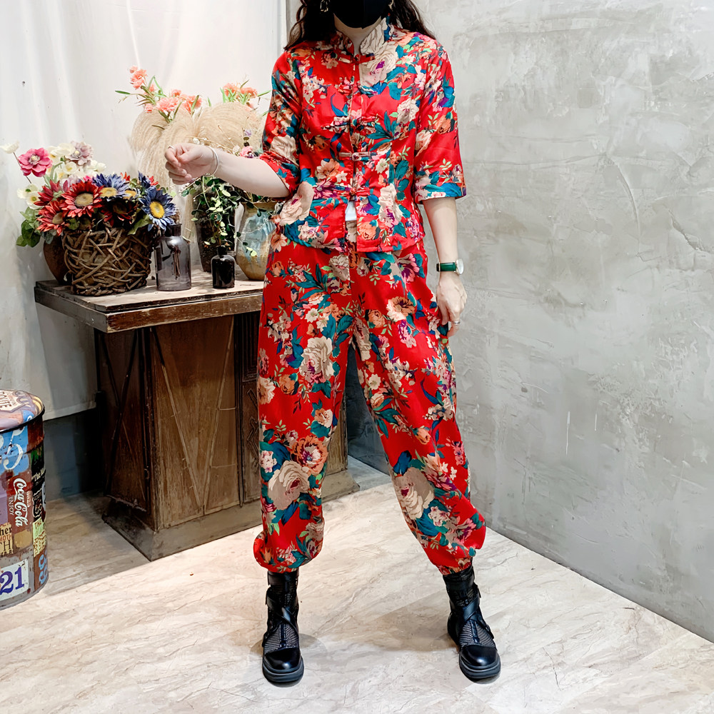 东北大花衬衫村姑女二人转演出服抖音姐妹装广场舞秧歌打鼓演出服