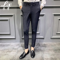Spring and summer new suit pants Korean slim-fit striped casual small trousers Youth fashion handsome business suit trousers tide