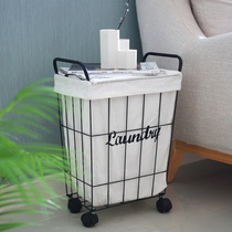 Dirty clothes storage basket dirty clothes basket Nordic ins iron dirty clothes basket laundry basket household with lid storage barrel pulley