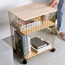 Storage rack Floor iron multi-layer movable pulley storage rack bedroom living room small storage bookshelf finishing rack