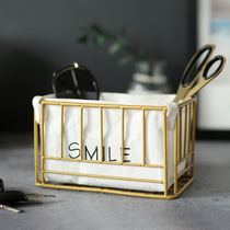 Storage box desktop Nordic wind ins iron storage basket cosmetics snack box sundries mask storage basket