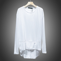 Mens West Lake Pavilion (JP) short in autumn before long ~ round neck long sleeve cotton T-shirt JP047