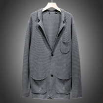 Mens West Lake Pavilion old (JP) Autumn deep vneck single button plaid cotton sweater jacket JP640