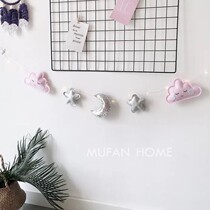 ins Nordic decoration hanging wall decoration stars moon clouds hanging string childrens room crib tent bed curtain accessories