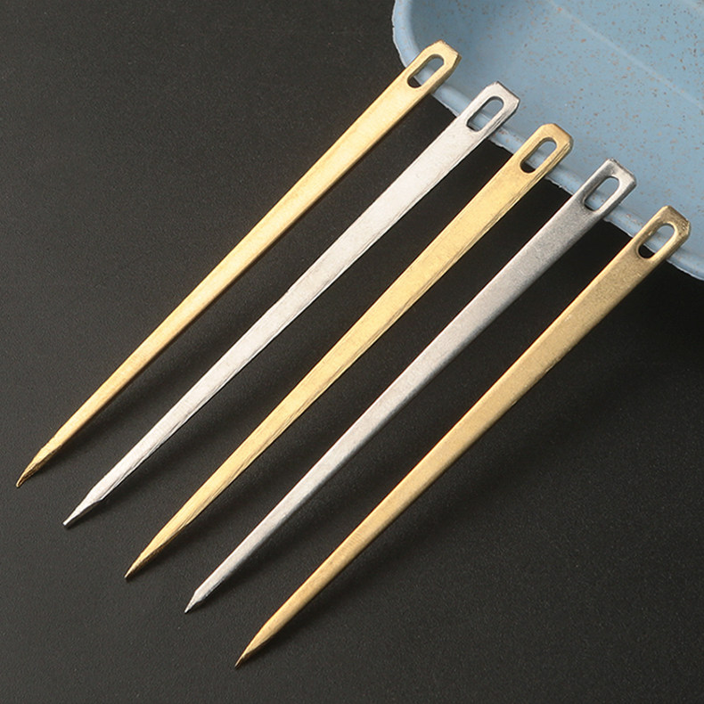 传统粽子针包粽针扁型大孔大眼针黄铜针不锈钢针端午节包粽子工具