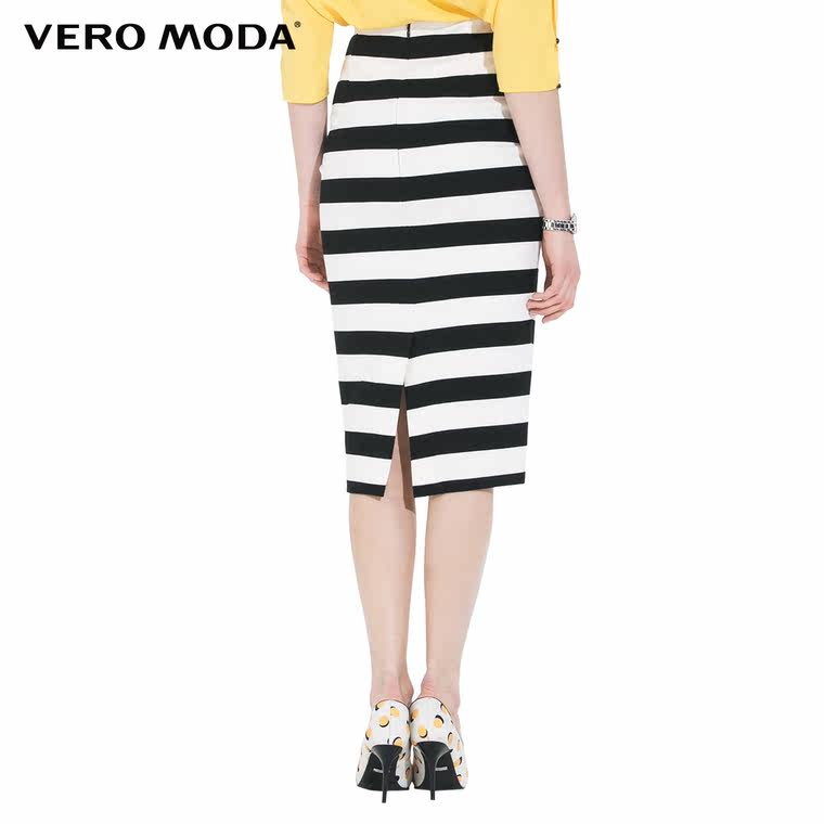 Vero Moda简约黑白撞色弹力包臀半身裙|31521G007