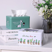 Iron Art Small Number Paper Towels Box Home Living Room Brief Draw Cardboard Boxes Table Paper Draw Box On-board Napkin Containing Boxes