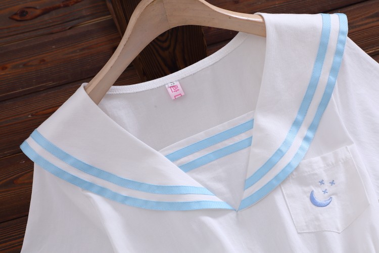 实拍夏季新款海军领学院风收腰显瘦刺绣口袋韩版连衣裙