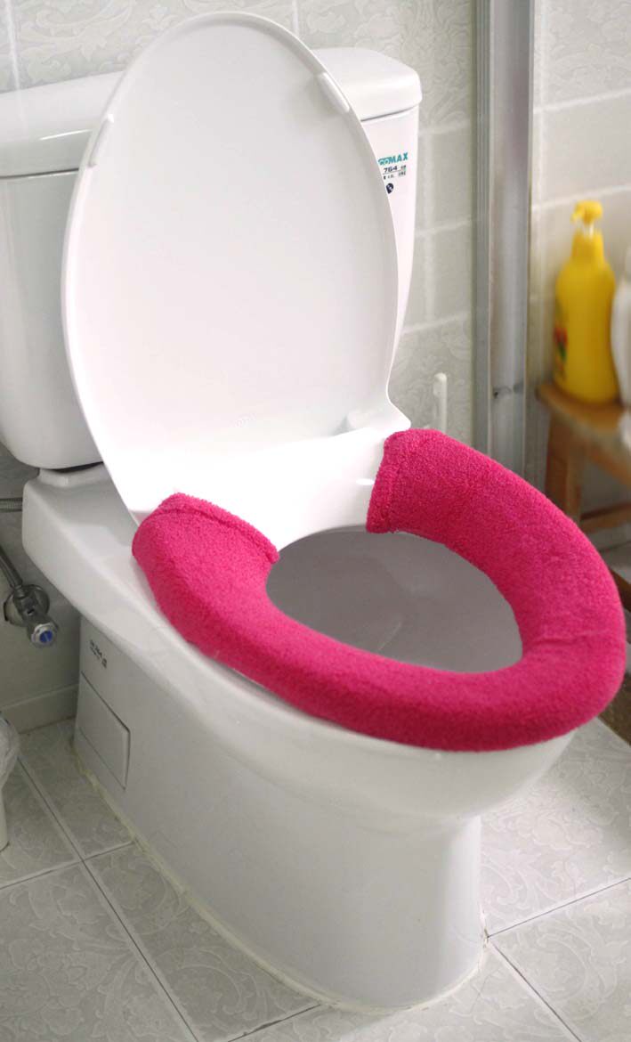 日式加厚通用纽扣型马桶垫马桶套子 保暖坐便套 方形圆形马桶圈套