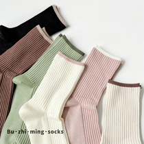 Autumn and Winter pure stripes thin tucker socks warm Korean in tide and wave college wind double needle pile socks