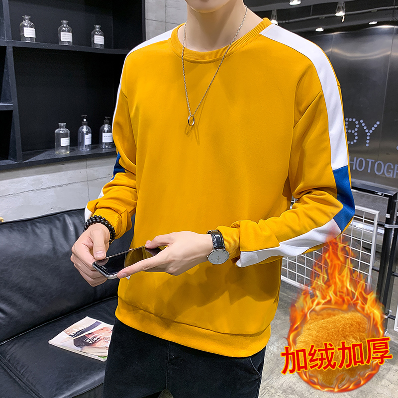 2019秋冬新款男士加绒卫衣套头宽松加厚韩版潮流帽衫叠穿潮牌外套