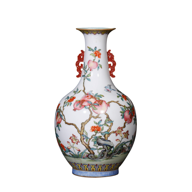 Master jia lage jingdezhen ceramics YangShiQi antique hand - made pastel glass vase with a dragon vase key-2 luxury furnishing articles