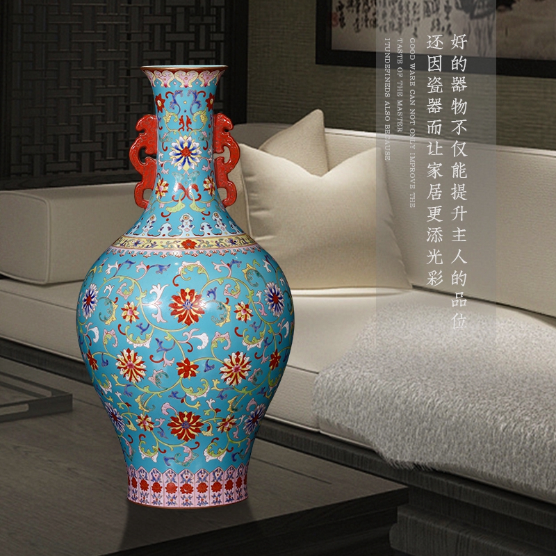 Master jia lage jingdezhen ceramics YangShiQi antique hand - made pastel branch lines have the flower vase