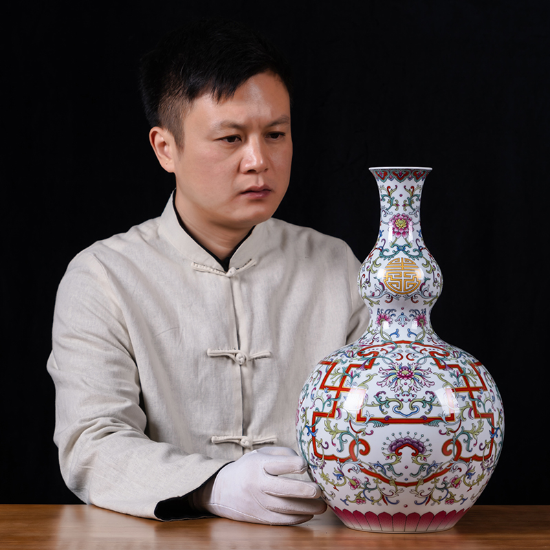 Jia lage jingdezhen porcelain YangShiQi the qing qianlong palace ceramics and name Wan Shoulian gourd bottle