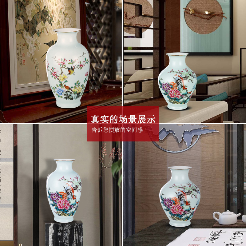 Jingdezhen ceramics enamel vase thin foetus pervious to light ceramic vase vases, rich ancient frame porch decorate furnishing articles