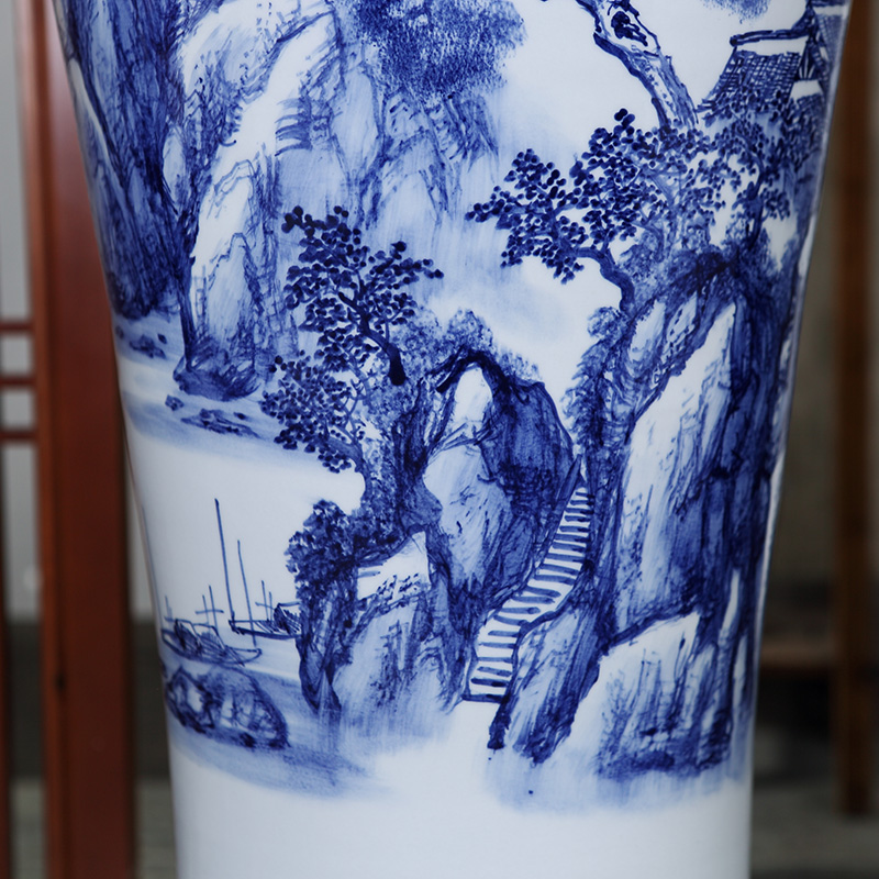 Jingdezhen ceramics of large vases, hand - made landscape lotus blue and white porcelain vases, the sitting room decorate gifts furnishing articles