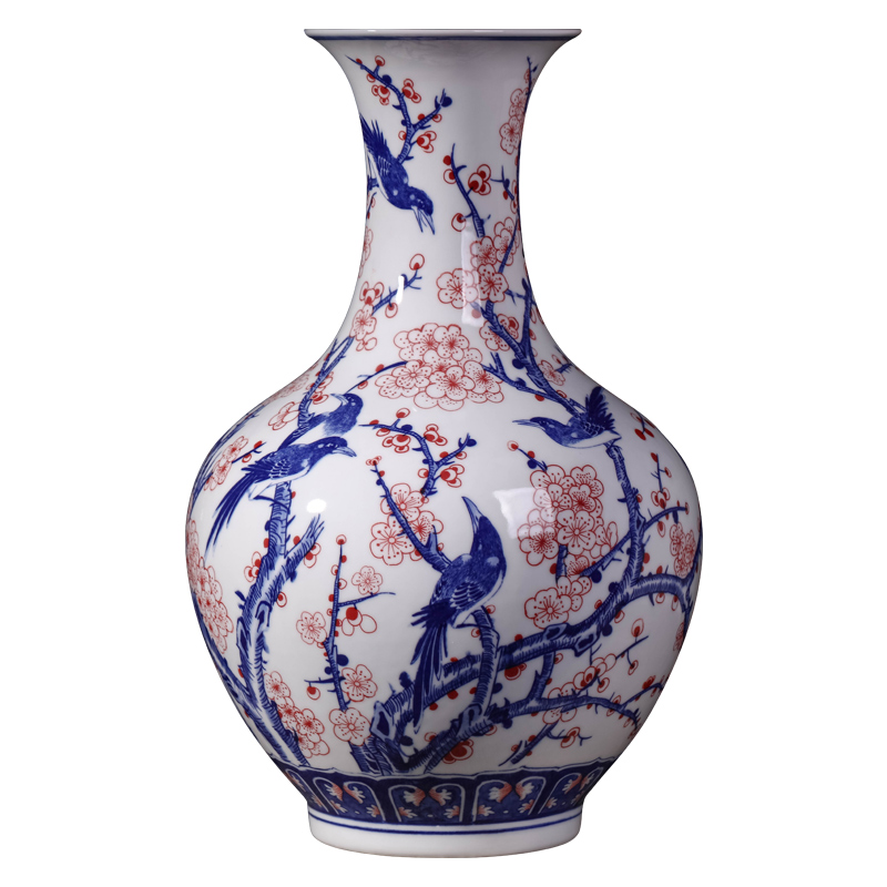 Jingdezhen ceramics vase furnishing articles archaize large blue and white porcelain vases, new Chinese style household living room decoration