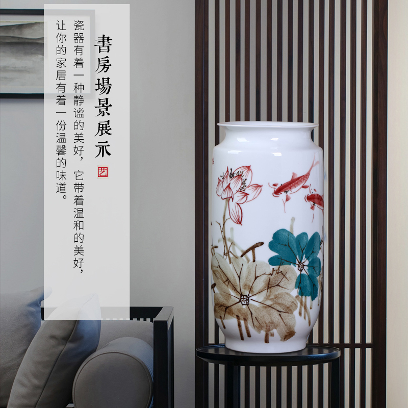 Jun hand - made master of jingdezhen ceramic plug-in dry vase painting drum home decoration TV ark, handicraft furnishing articles