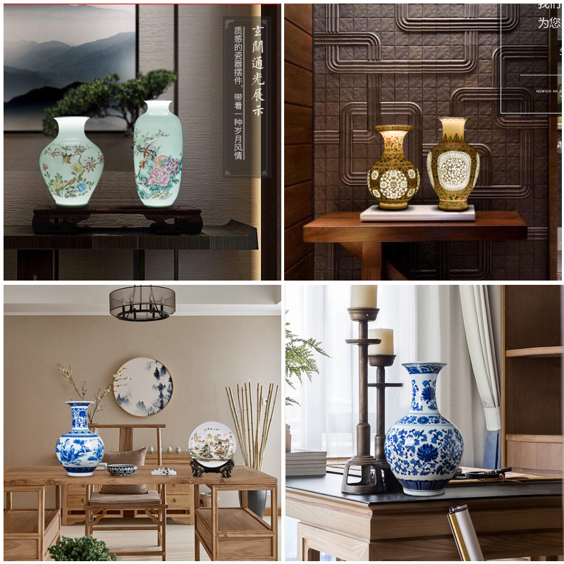 Jingdezhen ceramics vases, rich ancient frame furnishing articles of Chinese style living room decorations TV ark, porch imitation antique decoration