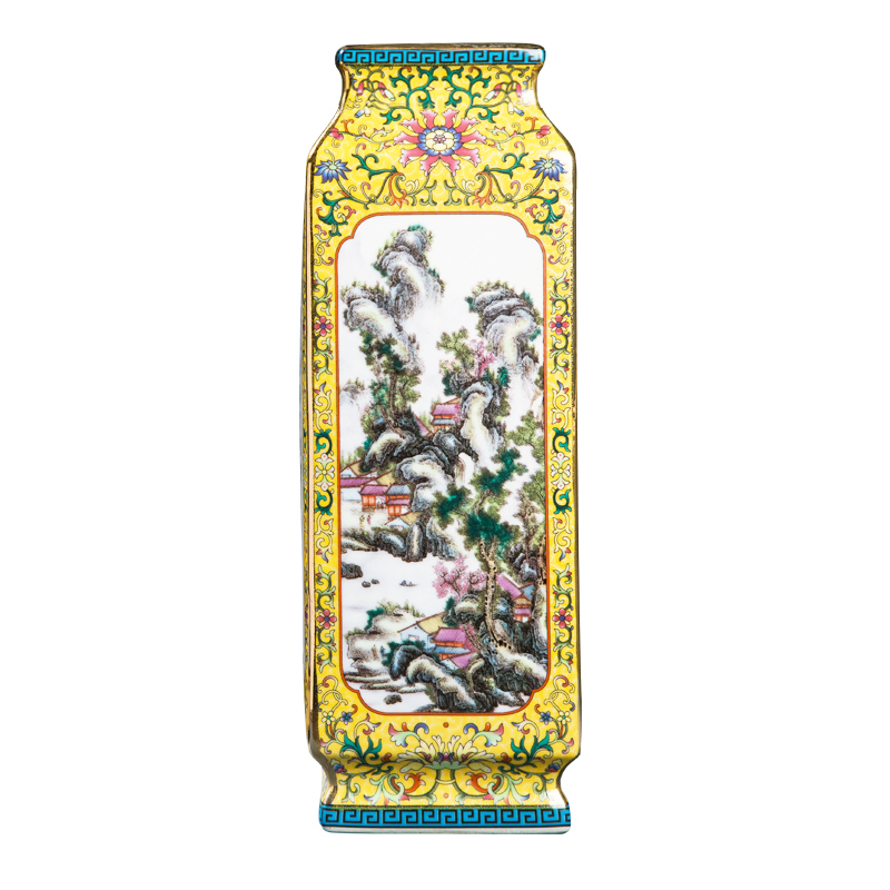 Jingdezhen ceramics imitation antique enamel vase imitation the qing three broke decorative square bottle qianlong furnishing articles