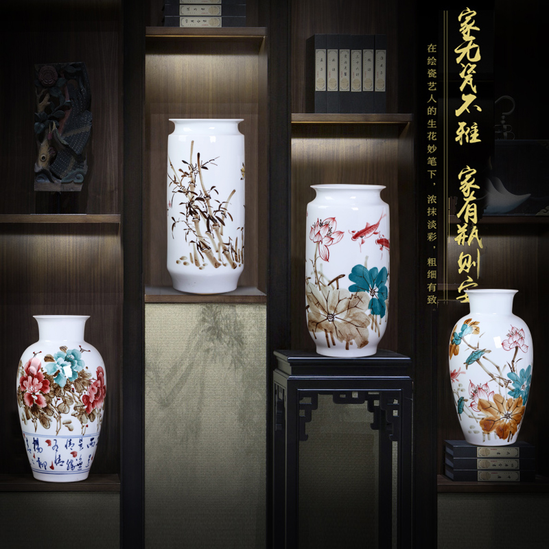 Jun hand - made master of jingdezhen ceramic plug-in dry vase painting drum home decoration TV ark, handicraft furnishing articles