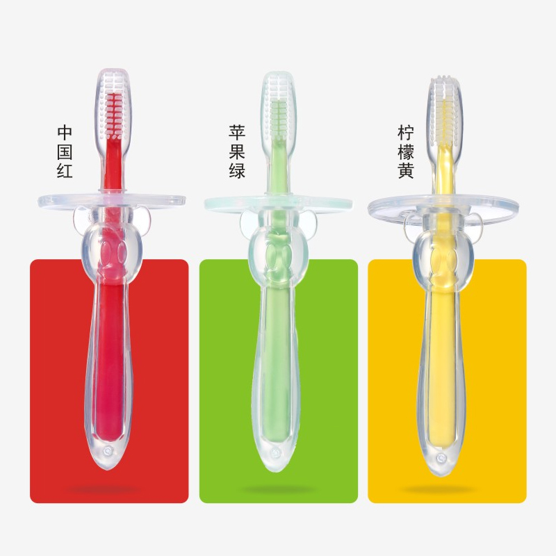 install baby toothbrush, baby soft hair brush, baby 0-1-2-3-year-old silicone toothbrush