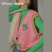 CHUU color knit vest women 2021 new spring and autumn retro loose vneck jacquard sweater vest cardigan