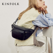 Rice straw man bag 2022 new wave acrylic chain crocodile thread splicing pocket chest bag male and female couples single shoulder