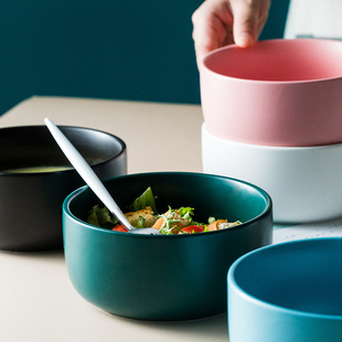 北欧创意陶瓷碗简约水果沙拉碗家用米饭碗吃饭碗汤面碗早餐碗餐具