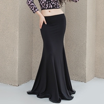 Pour City dance 2022 spring and summer new belly leather dance practice long sleeve French style blouse fish tail skirt 374