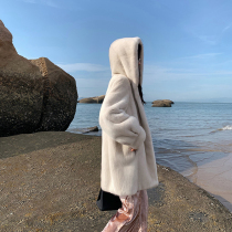 Fu Zhien went out to import mink coat Female whole mink hooded mink purple label velvet fur coat