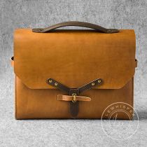 LeWhisper handmade first layer cowhide designer minimalist edition multi-function commuter briefcase 15 inches