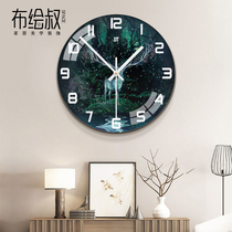Fashion creative clock hanging clock Living room round glass clock muted light extravagant modern Nordic modern minimalist home