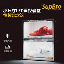 SupBroLED voice-activated luminous shoe box sneakers display collection fashion storage box Transparent plastic AJ shoe wall tide