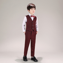 children's suit flower dress men's korean style piano performance dress boys' suit three piece set handsome