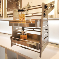 Lifting basket storage hanging cabinet pull down pull basket kitchen cabinet stainless steel lift cabinet seasoning rack