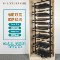 Cloakroom rotating multi-layer shoe rack 360-degree household multi-function large capacity storage shoe cabinet wardrobe hardware accessories