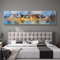Post-modern Hong Kong style pure hand-painted Impression of urban urban landscape oil painting knife painting living room sofa bedroom abstract hanging painting