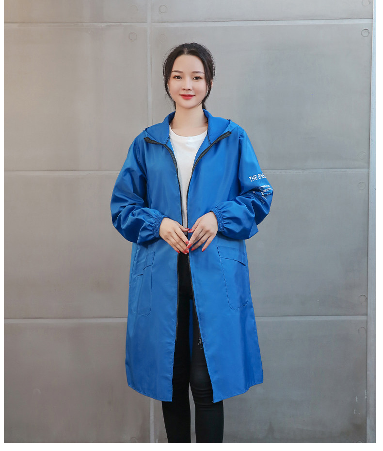 大人时尚罩衣防水油印字长袖拉链单层外套厨房围裙护衣男女工作服