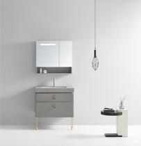 Modern minimal rock tablet basin Ash bathroom cabinet combination