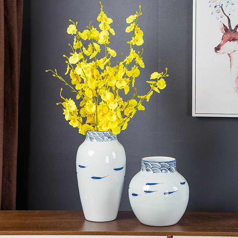 Jingdezhen modern household adornment new Chinese TV ark, ceramic vase in the sitting room porch creative furnishing articles