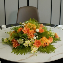 New Chinese Hotel Round Table Turntable Emulation Flower Table Flower Pendulum Flowers High-end Restaurant Middle Swing Piece Decoration Simulation Flowers