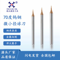 70-degree 2-edge micro-path tungsten steel ball knife nanocoated hard alloy ball head milling cutter R0 2 R0 25