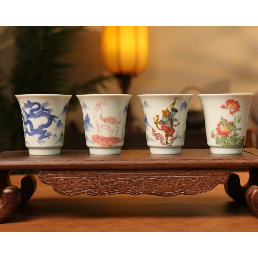 Mountain Sea via Four Rivet Apostrophe Smelling Cup Guest Cup owner's Cup Jingdezhen High temperature fired porcelain-Taobao