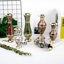 Indian fashion imported brass color glaze vases home soft living room study ornaments hand carved crafts